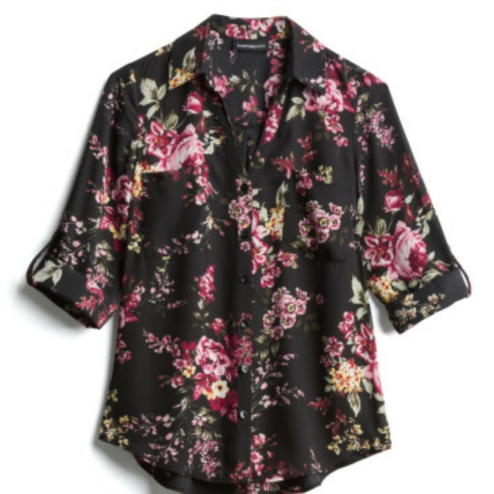 Black and floral blouse